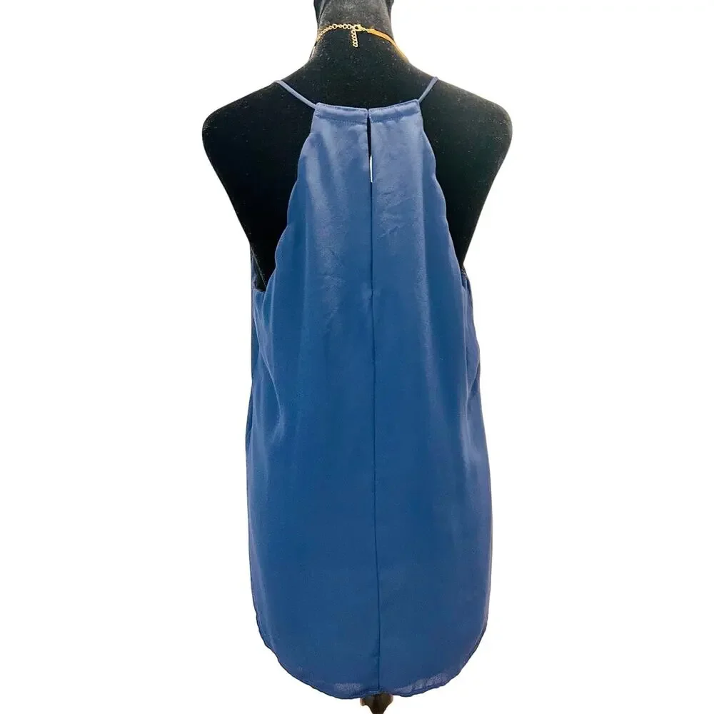 J. Crew Blue Scalloped Trim Racerback Camisole Tank Top Medium